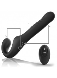 Черный безремневой страпон с вибрацией и возвратно-поступательными движениями - 24 см. - Ibiza - купить с доставкой в Коломне