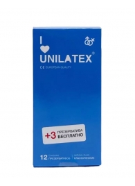 Классические презервативы Unilatex Natural Plain - 12 шт. + 3 шт. в подарок - Unilatex - купить с доставкой в Коломне