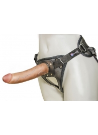 Насадка-фаллоимитатор на кожаных трусиках Harness Ultra Realistic 7  - 18 см. - LOVETOY (А-Полимер) - купить с доставкой в Коломне