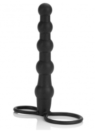 Насадка на пенис для двойного проникновения Silicone Beaded Double Rider - 14 см. - California Exotic Novelties - в Коломне купить с доставкой