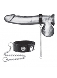 Утяжка на пенис с поводком Snap Cock Ring With 12  Leash - BlueLine - купить с доставкой в Коломне