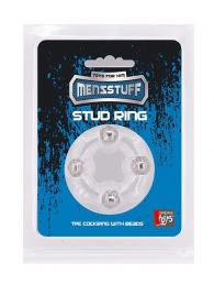 Эрекционное кольцо с 4 бусинами MENZSTUFF STUD RING CLEAR - Dream Toys - в Коломне купить с доставкой