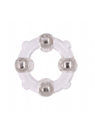 Эрекционное кольцо с 4 бусинами MENZSTUFF STUD RING CLEAR - Dream Toys - в Коломне купить с доставкой