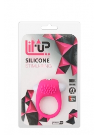 Розовое эрекционное кольцо с щеточкой LIT-UP SILICONE STIMU RING 5 - Dream Toys - в Коломне купить с доставкой
