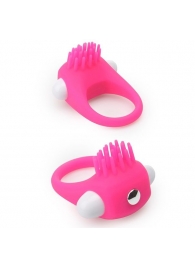 Розовое эрекционное кольцо с щеточкой LIT-UP SILICONE STIMU RING 5 - Dream Toys - в Коломне купить с доставкой