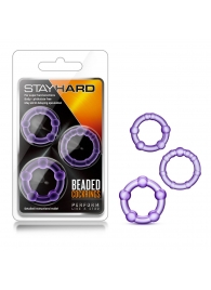 Набор из 3 фиолетовых эрекционных колец Stay Hard Beaded Cockrings - Blush Novelties - в Коломне купить с доставкой