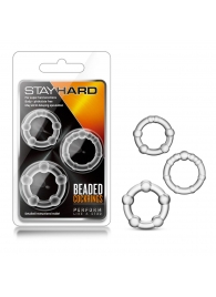 Набор из 3 прозрачных эрекционных колец Stay Hard Beaded Cockrings - Blush Novelties - в Коломне купить с доставкой