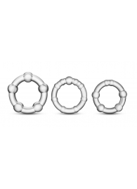 Набор из 3 прозрачных эрекционных колец Stay Hard Beaded Cockrings - Blush Novelties - в Коломне купить с доставкой