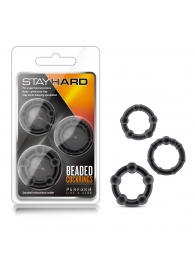 Набор из 3 чёрных эрекционных колец Stay Hard Beaded Cockrings - Blush Novelties - в Коломне купить с доставкой