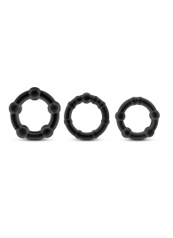 Набор из 3 чёрных эрекционных колец Stay Hard Beaded Cockrings - Blush Novelties - в Коломне купить с доставкой