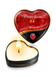 Массажная свеча с ароматом клубники Bougie Massage Candle - 35 мл. - Plaisir Secret - купить с доставкой в Коломне