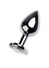 Серебристая анальная пробка с прозрачным кристаллом-сердцем - 8 см. - ToyFa - купить с доставкой в Коломне