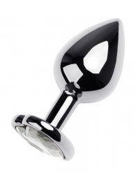 Серебристая анальная пробка с прозрачным кристаллом-сердцем - 8 см. - ToyFa - купить с доставкой в Коломне