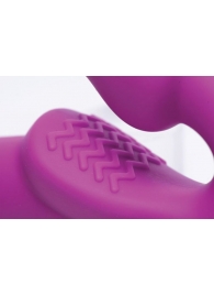 Ярко-розовый безремневой вибрострапон Evoke Vibrating Strapless Silicone Strap-on Dildo - XR Brands - купить с доставкой в Коломне