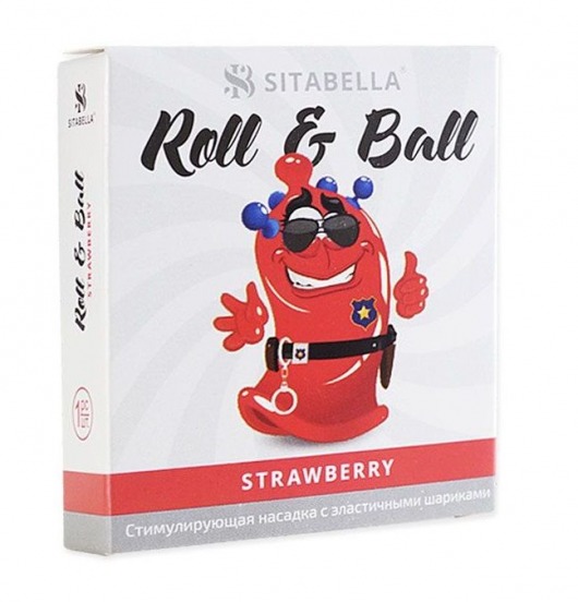 Стимулирующий презерватив-насадка Roll   Ball Strawberry - Sitabella - купить с доставкой в Коломне