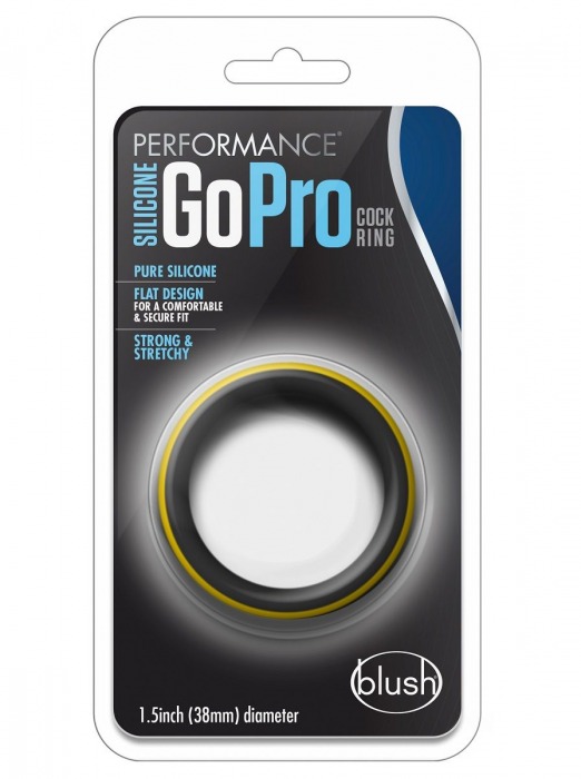 Черно-желтое силиконовое эрекционное кольцо Silicone Go Pro Cock Ring - Blush Novelties - в Коломне купить с доставкой