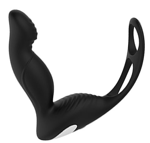 Черный вибромассажер простаты P-PLEASER W ERECTION ENHANCE - Dream Toys - в Коломне купить с доставкой