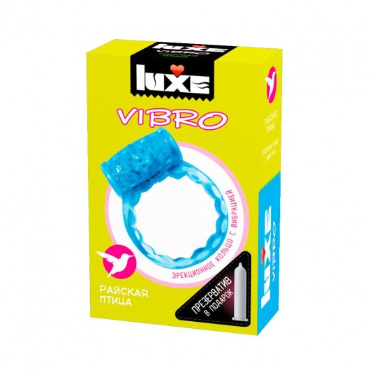 Голубое эрекционное виброкольцо Luxe VIBRO  Райская птица  + презерватив - Luxe - в Коломне купить с доставкой