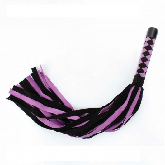 Черно-розовая плеть из замши - 58 см. - БДСМ Арсенал - купить с доставкой в Коломне