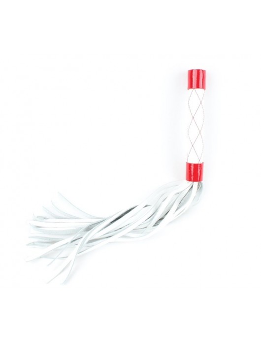 Бело-красная плеть средней длины с ручкой - 44 см. - БДСМ Арсенал - купить с доставкой в Коломне