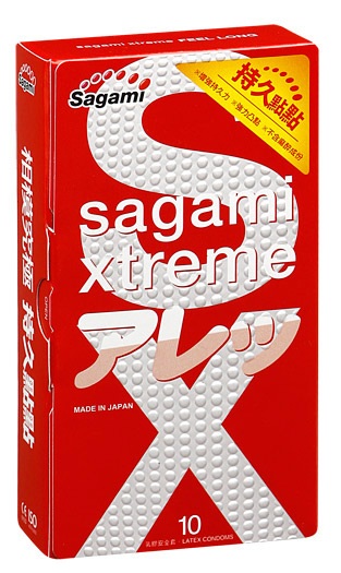 Утолщенные презервативы Sagami Xtreme Feel Long с точками - 10 шт. - Sagami - купить с доставкой в Коломне