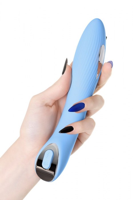 Голубой силиконовый вибратор с электростимуляцией TESLA G-POINT - 21 см. - ToyFa - купить с доставкой в Коломне