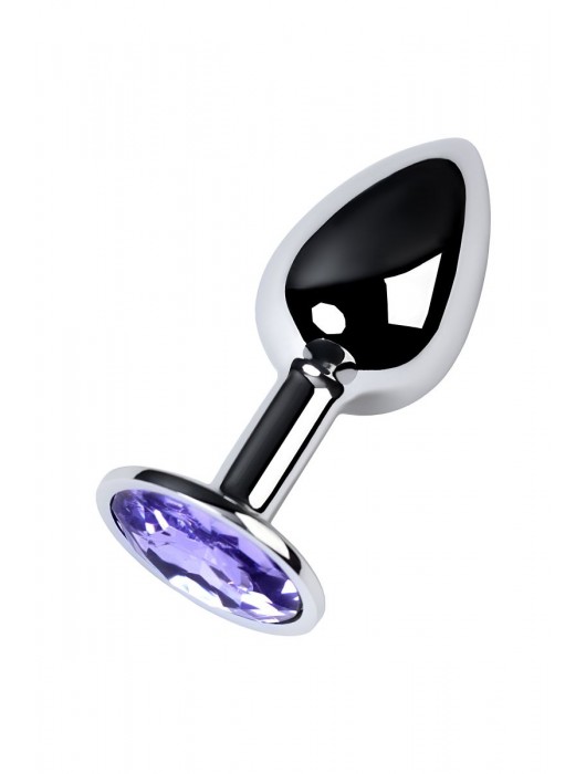 Серебристая конусовидная анальная пробка с фиолетовым кристаллом - 7 см. - ToyFa - купить с доставкой в Коломне