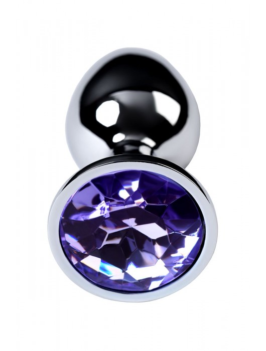 Серебристая конусовидная анальная пробка с фиолетовым кристаллом - 7 см. - ToyFa - купить с доставкой в Коломне