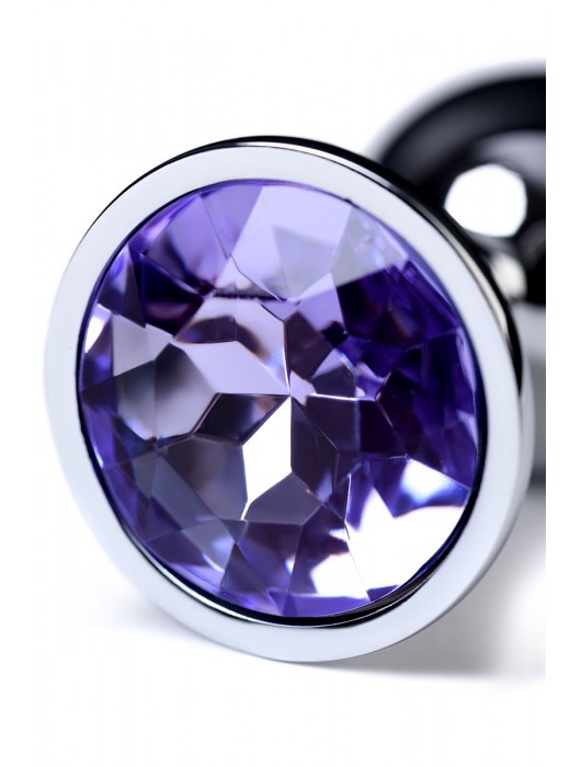 Серебристая конусовидная анальная пробка с фиолетовым кристаллом - 7 см. - ToyFa - купить с доставкой в Коломне