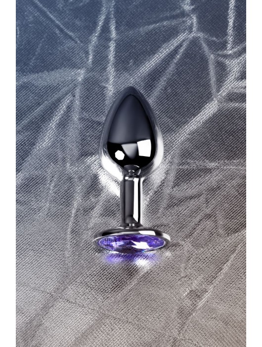 Серебристая конусовидная анальная пробка с фиолетовым кристаллом - 7 см. - ToyFa - купить с доставкой в Коломне