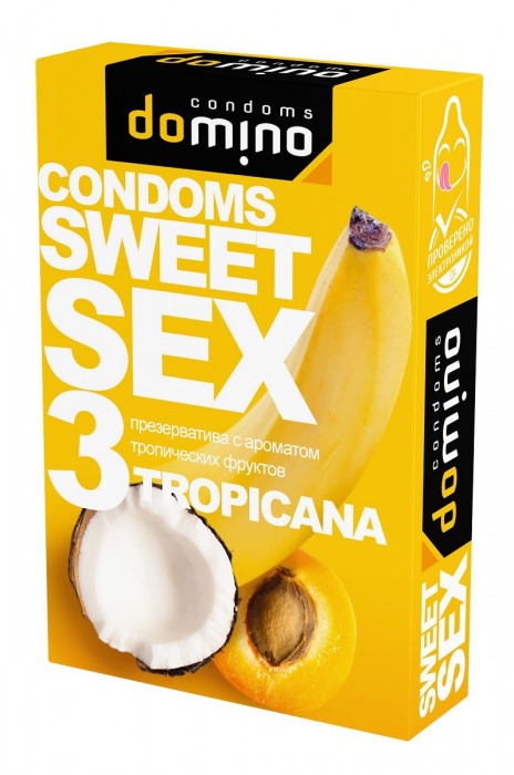 Презервативы для орального секса DOMINO Sweet Sex с ароматом тропических фруктов - 3 шт. - Domino - купить с доставкой в Коломне