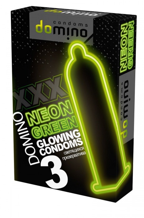 Презервативы DOMINO Neon Green со светящимся в темноте кончиком - 3 шт. - Domino - купить с доставкой в Коломне