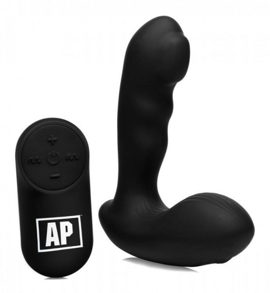 Черный стимулятор простаты Alpha-Pro 7X P-Milker Silicone Prostate Stimulator with Milking Bead - XR Brands - в Коломне купить с доставкой