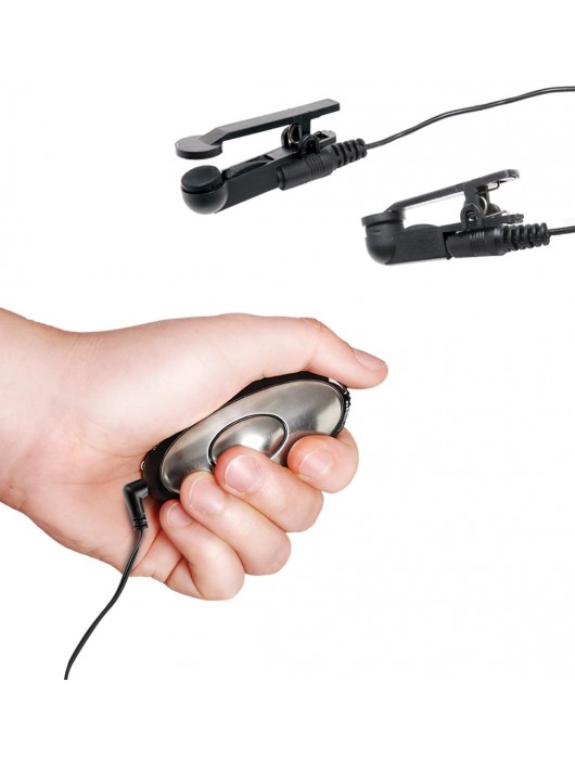 Черные электрические зажимы для сосков Shock Therapy Nipple Clamps - Pipedream - купить с доставкой в Коломне