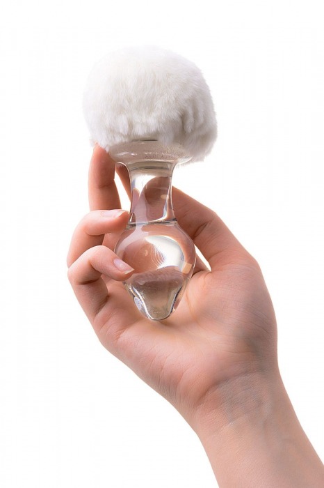 Стеклянная анальная втулка с хвостиком - 9,5 см. - Sexus - купить с доставкой в Коломне