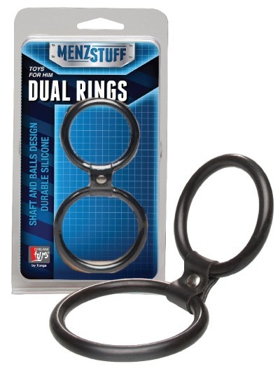 Чёрное двойное эрекционное кольцо Dual Rings Black - Dream Toys - в Коломне купить с доставкой