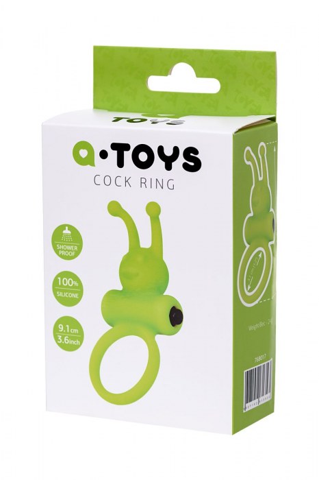 Зеленое эрекционное виброкольцо на пенис Cock Ring - A-toys - в Коломне купить с доставкой
