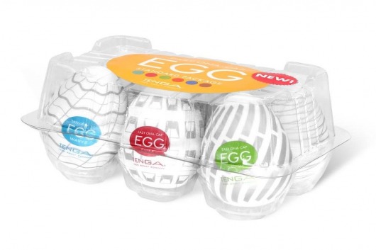 Набор из 6 мастурбаторов Tenga EGG Easy Beat с различным рельефом - Tenga - в Коломне купить с доставкой