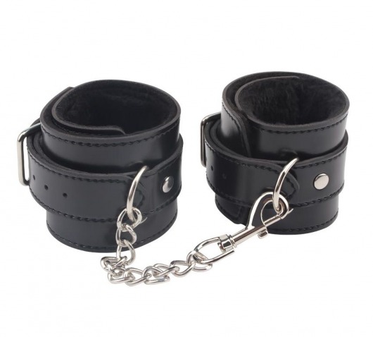 Черные оковы на ноги Obey Me Leather Ankle Cuffs - Chisa - купить с доставкой в Коломне