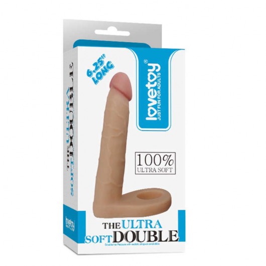 Телесная насадка для двойного проникновения The Ultra Soft Double 6.25 - 15,8 см. - Lovetoy - купить с доставкой в Коломне