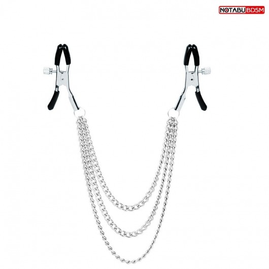 Оригинальные зажимы на соски с тройной цепочкой - Notabu - купить с доставкой в Коломне