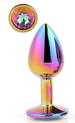 Голографическая анальная втулка с радужным кристаллом - 7,1 см. - Dream Toys - купить с доставкой в Коломне