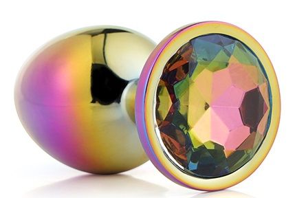 Голографическая анальная втулка с радужным кристаллом - 7,1 см. - Dream Toys - купить с доставкой в Коломне