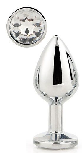 Серебристая анальная втулка с прозрачным кристаллом - 7,1 см. - Dream Toys - купить с доставкой в Коломне