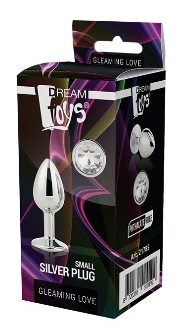 Серебристая анальная втулка с прозрачным кристаллом - 7,1 см. - Dream Toys - купить с доставкой в Коломне