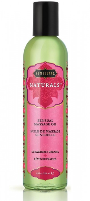 Массажное масло Naturals Strawberry Dreams с ароматом клубники - 236 мл. - Kama Sutra - купить с доставкой в Коломне