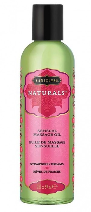 Массажное масло Naturals Strawberry Dreams с ароматом клубники - 59 мл. - Kama Sutra - купить с доставкой в Коломне