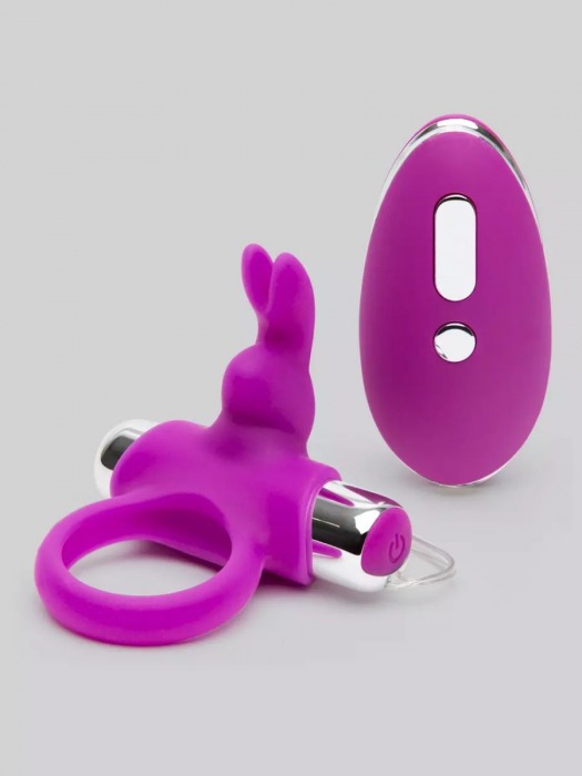 Лиловое виброкольцо с пультом ДУ Remote Control Cock Ring - Happy Rabbit - в Коломне купить с доставкой