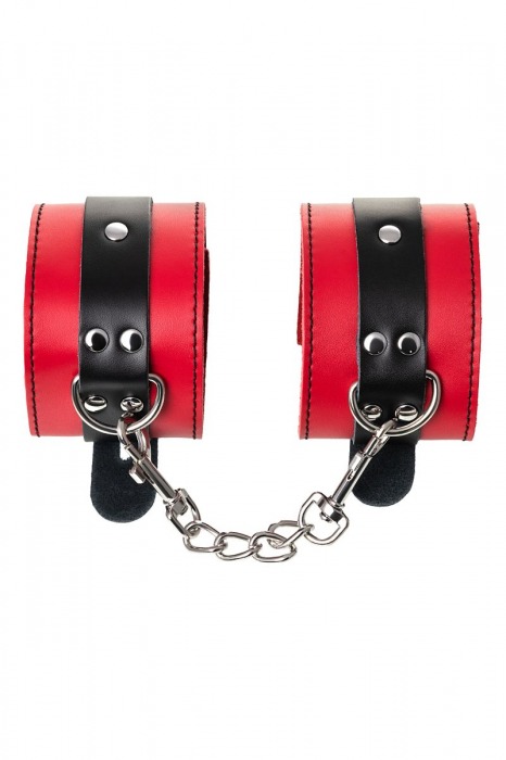 Красно-черные оковы на ноги из кожи - ToyFa - купить с доставкой в Коломне