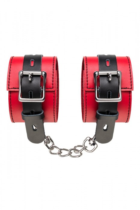 Красно-черные оковы на ноги из кожи - ToyFa - купить с доставкой в Коломне